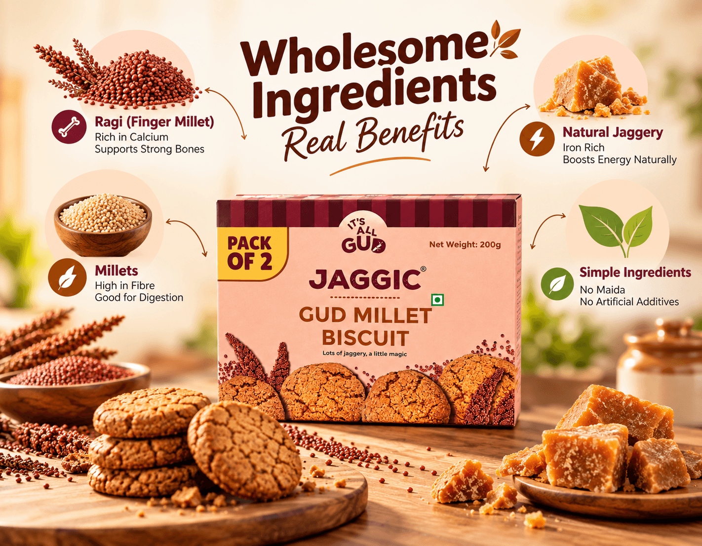 Jaggic GUD Millet Biscuit - Pack of 2