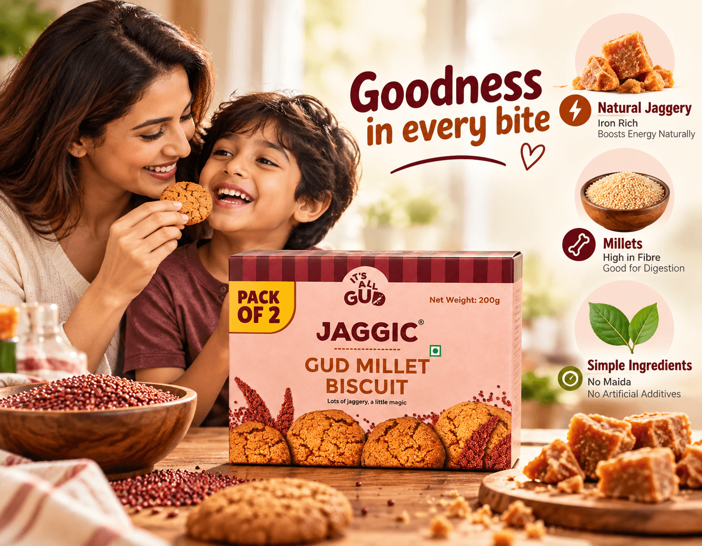 Jaggic GUD Millet Biscuit - Pack of 2
