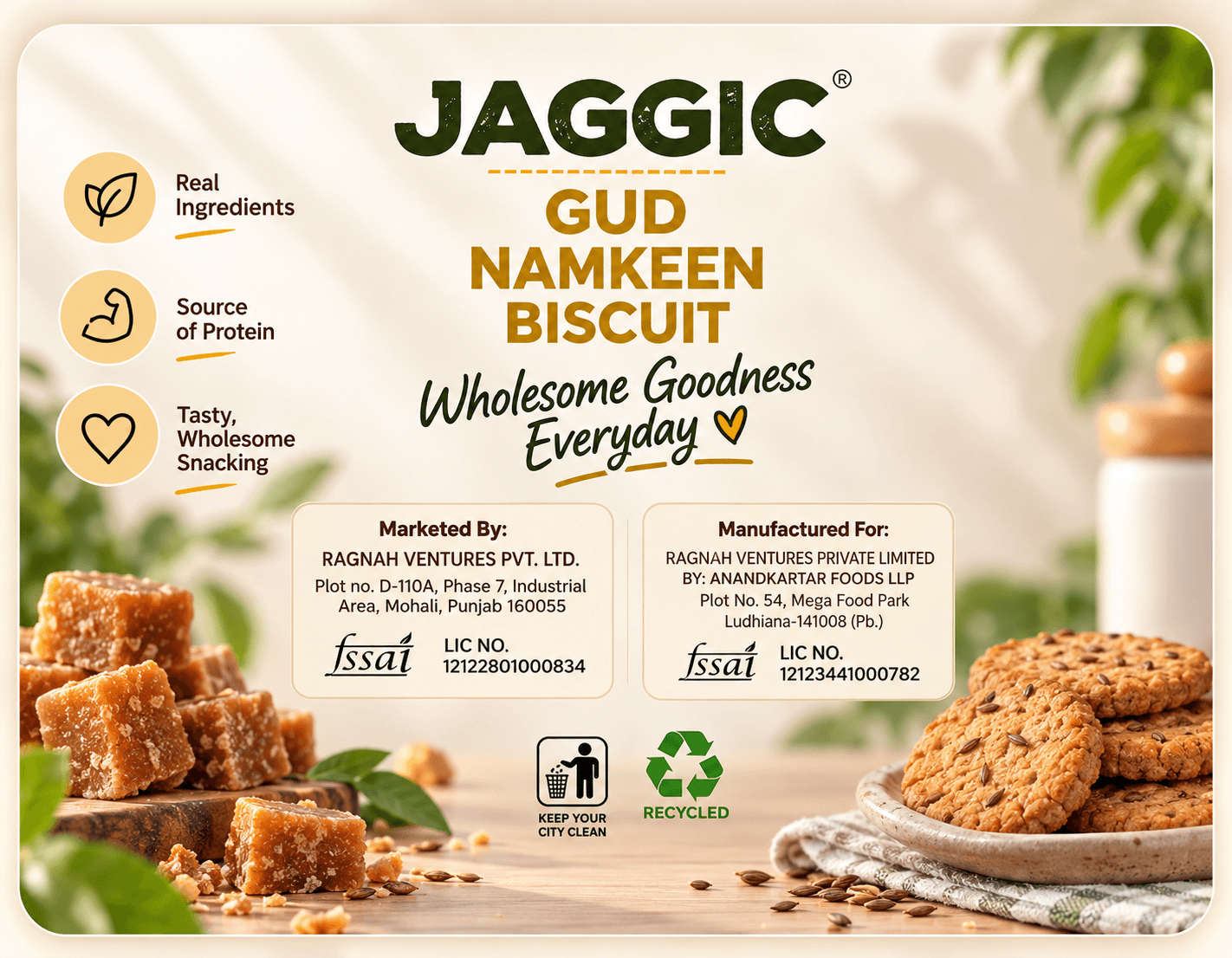 Jaggic GUD Namkeen Biscuit - Pack of 2