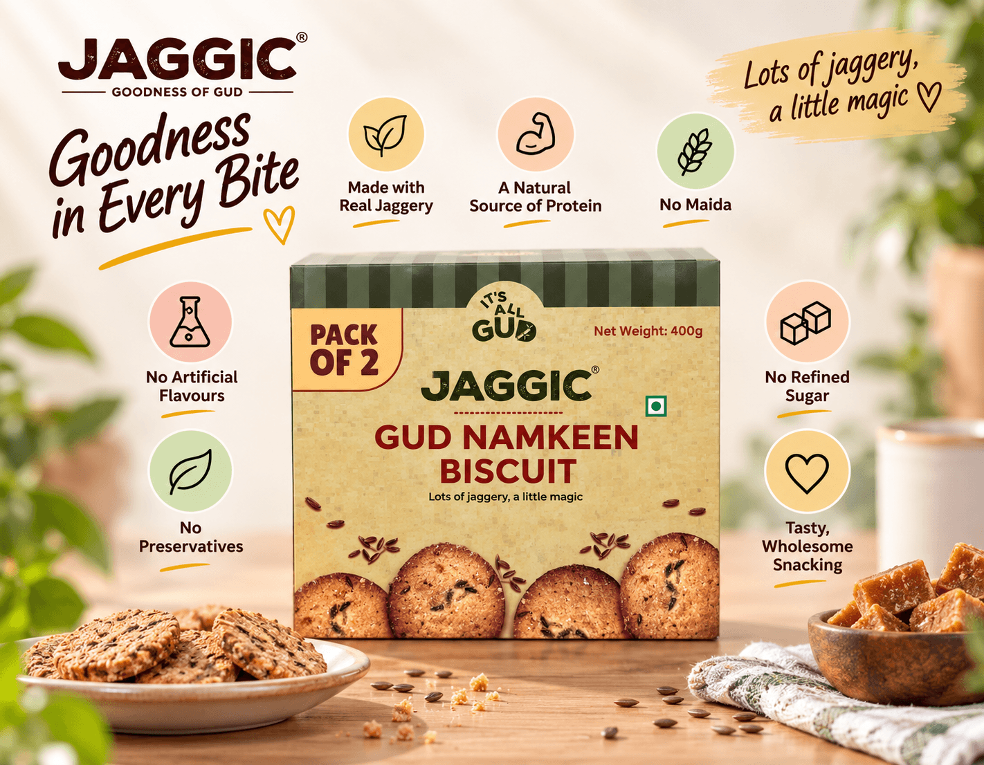 Jaggic GUD Namkeen Biscuit - Pack of 2